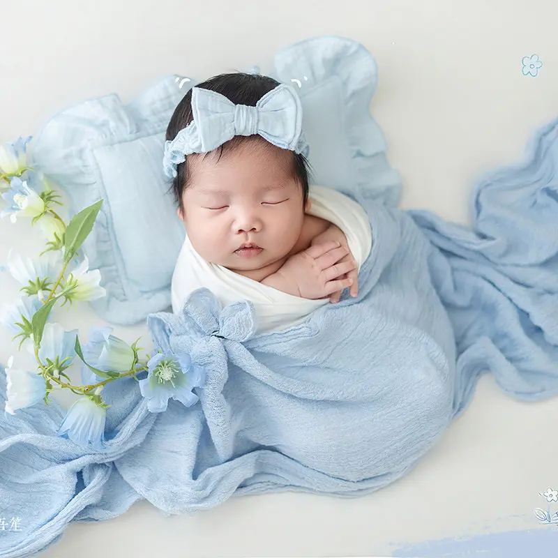Baby Girl Blue Florals Theme Set - Newborn Photography Props - Image 5